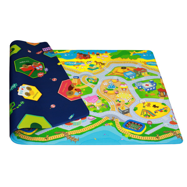 Dwinguler Kid's Playmat in My Town Yellow/Blue/Green Indoor/Outdoor